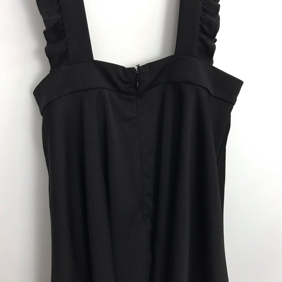 Shein Sz Small Ruffle Suspender Mini Black Flowy Womens Skirt - Picture 6 of 7